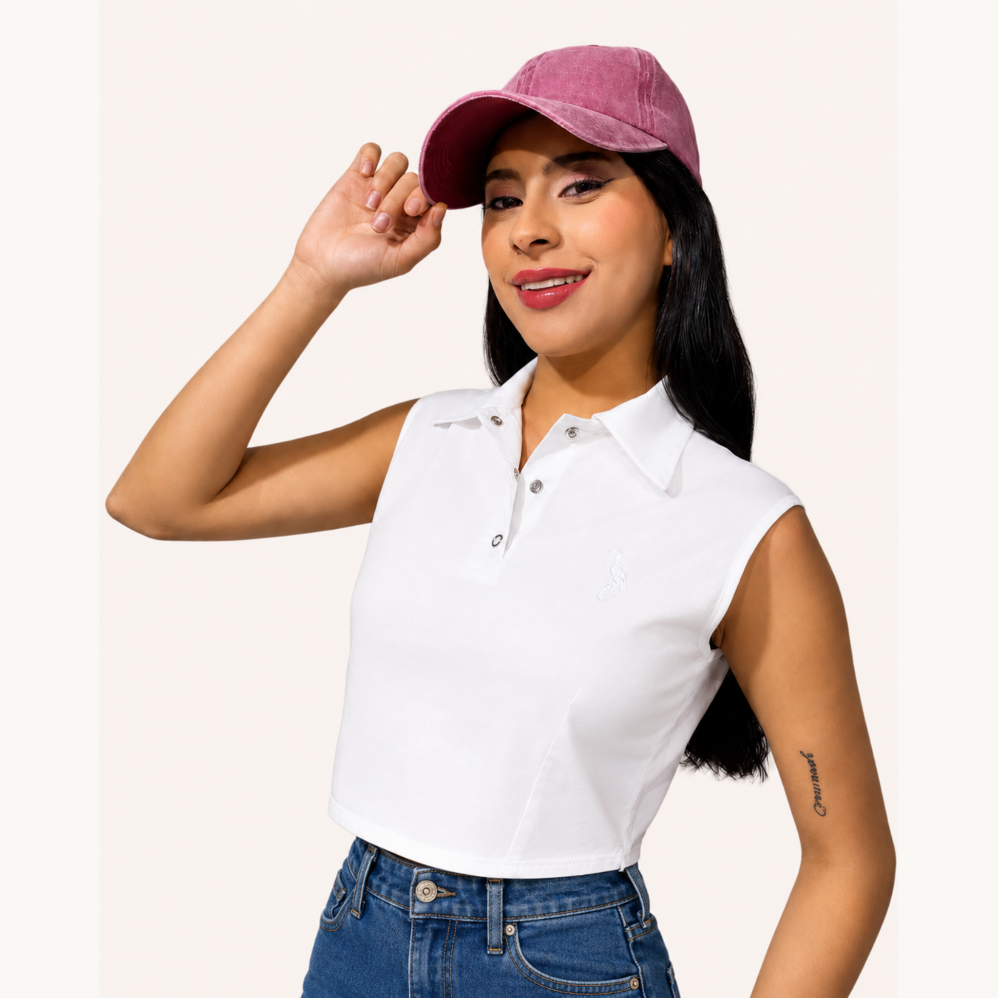 Blusa Crop cuello Camisero