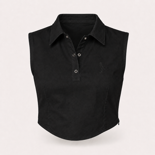 Blusa Crop cuello Camisero